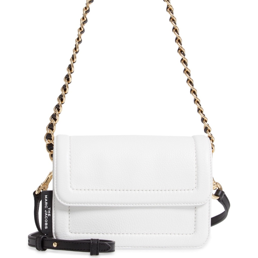 🐼EUC👝 MARC JACOBS Leather Pillow Shoulder Crossbody Bag with Gold Chain 🖤☁️